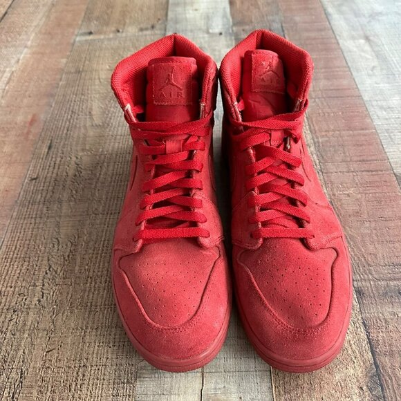 Nike Air Jordan 1 Retro High Red Suede -12 - Picture 2 of 13